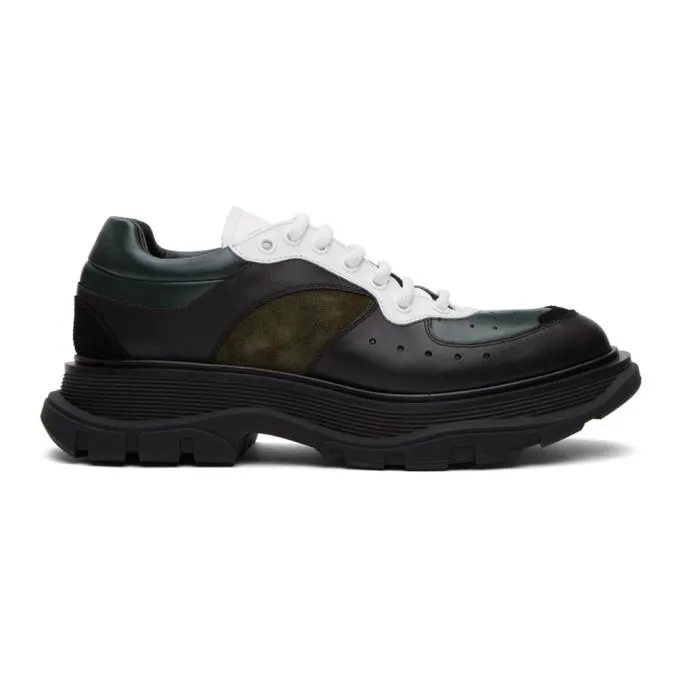 Alexander McQueen Black and Green Tread Slick Sneakers