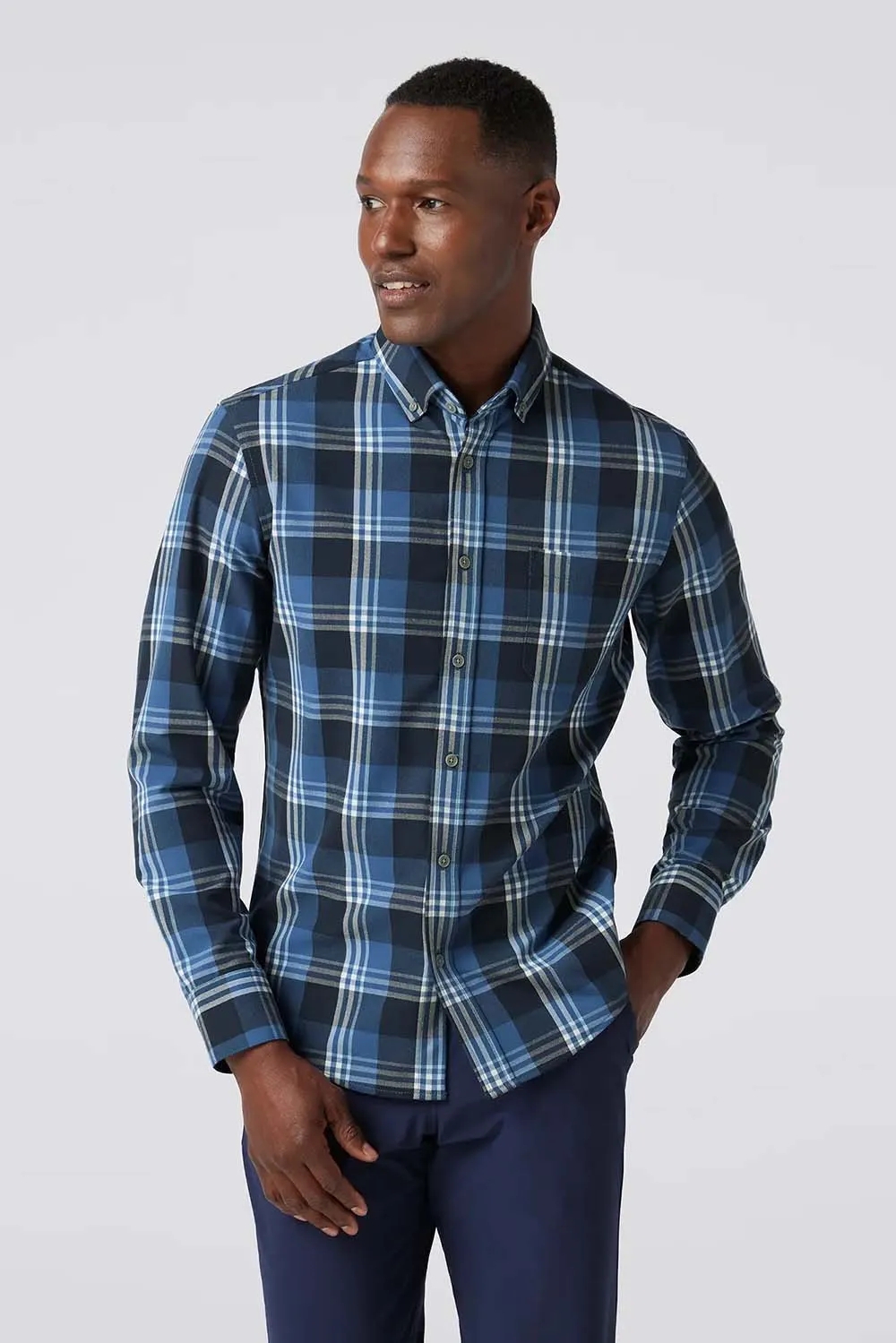 CITY FLANNEL Denim Blue William Plaid