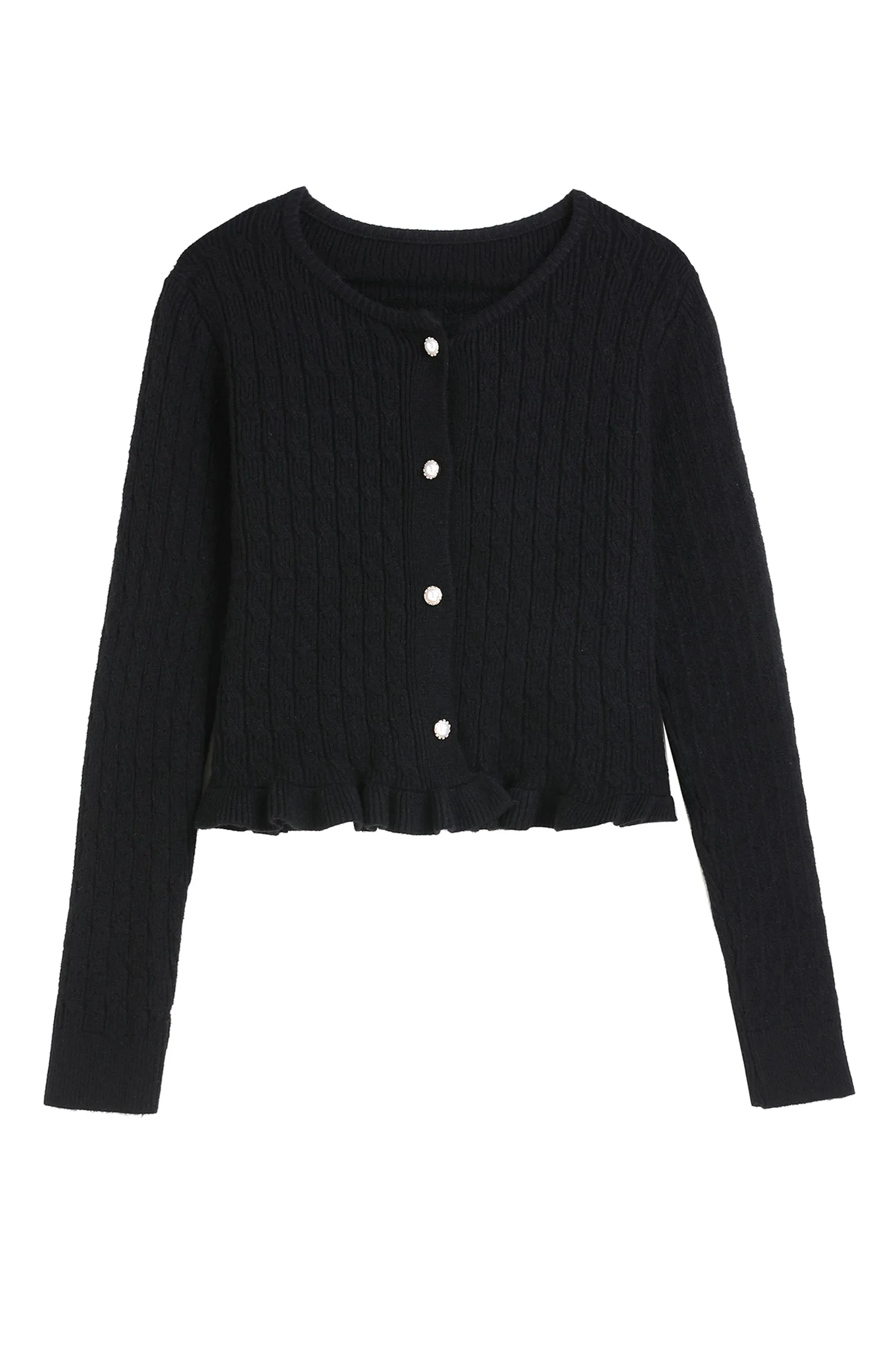 Constance Cable Knit Pearl Button Sweater Cardigan