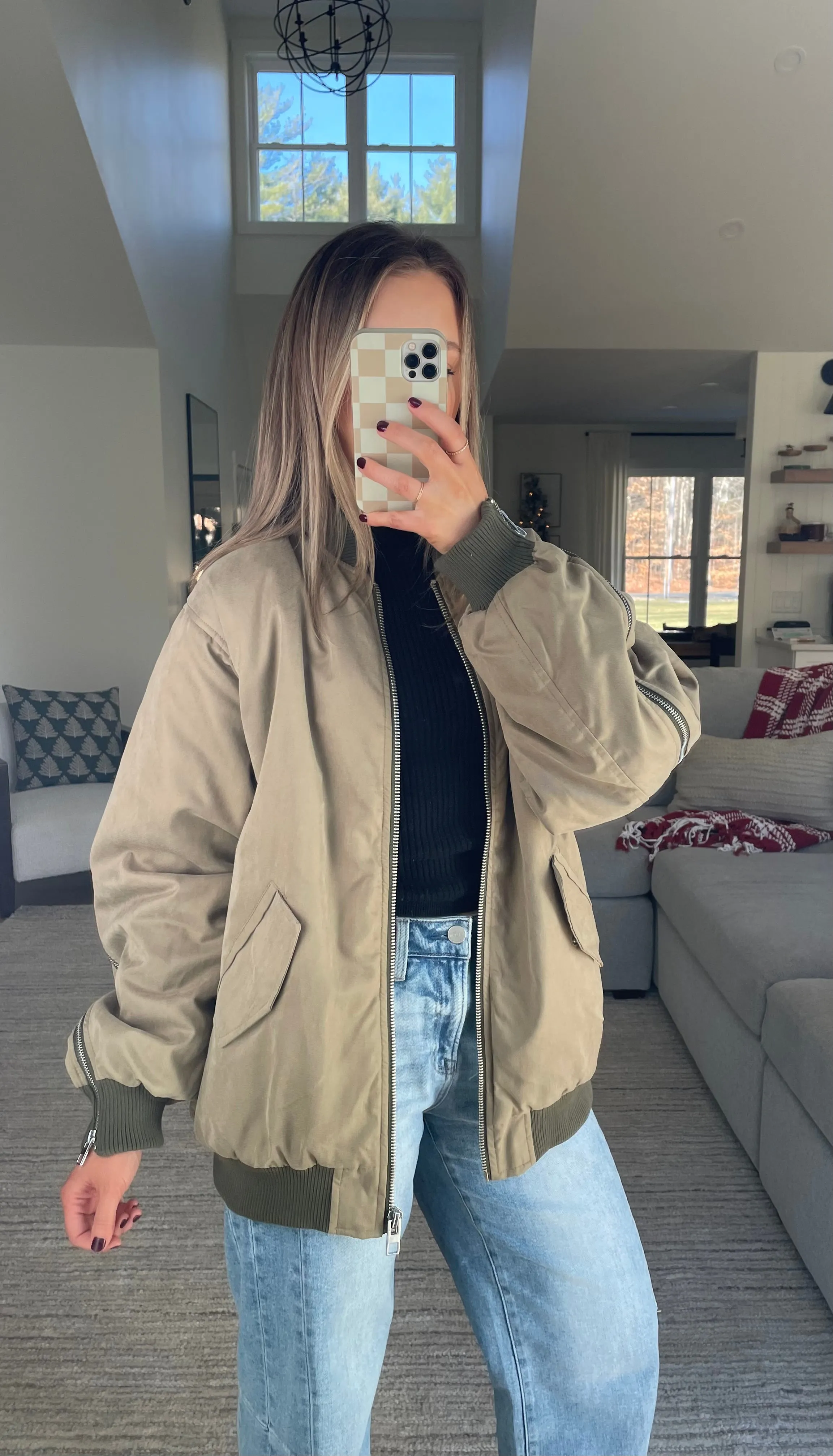 Cool In Khaki Bomber Jacket