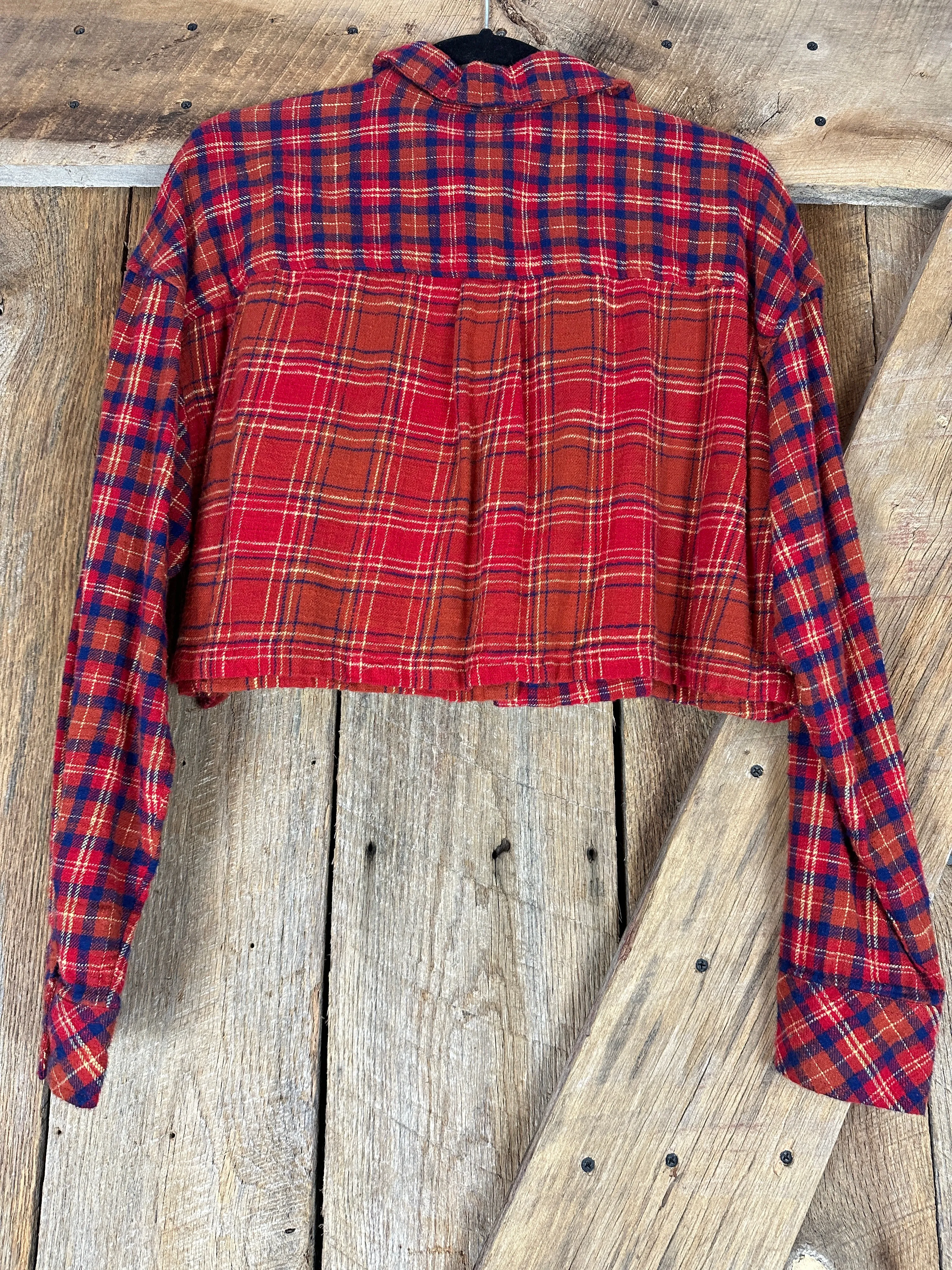 Cropped Mixed Plaid Flannel - L
