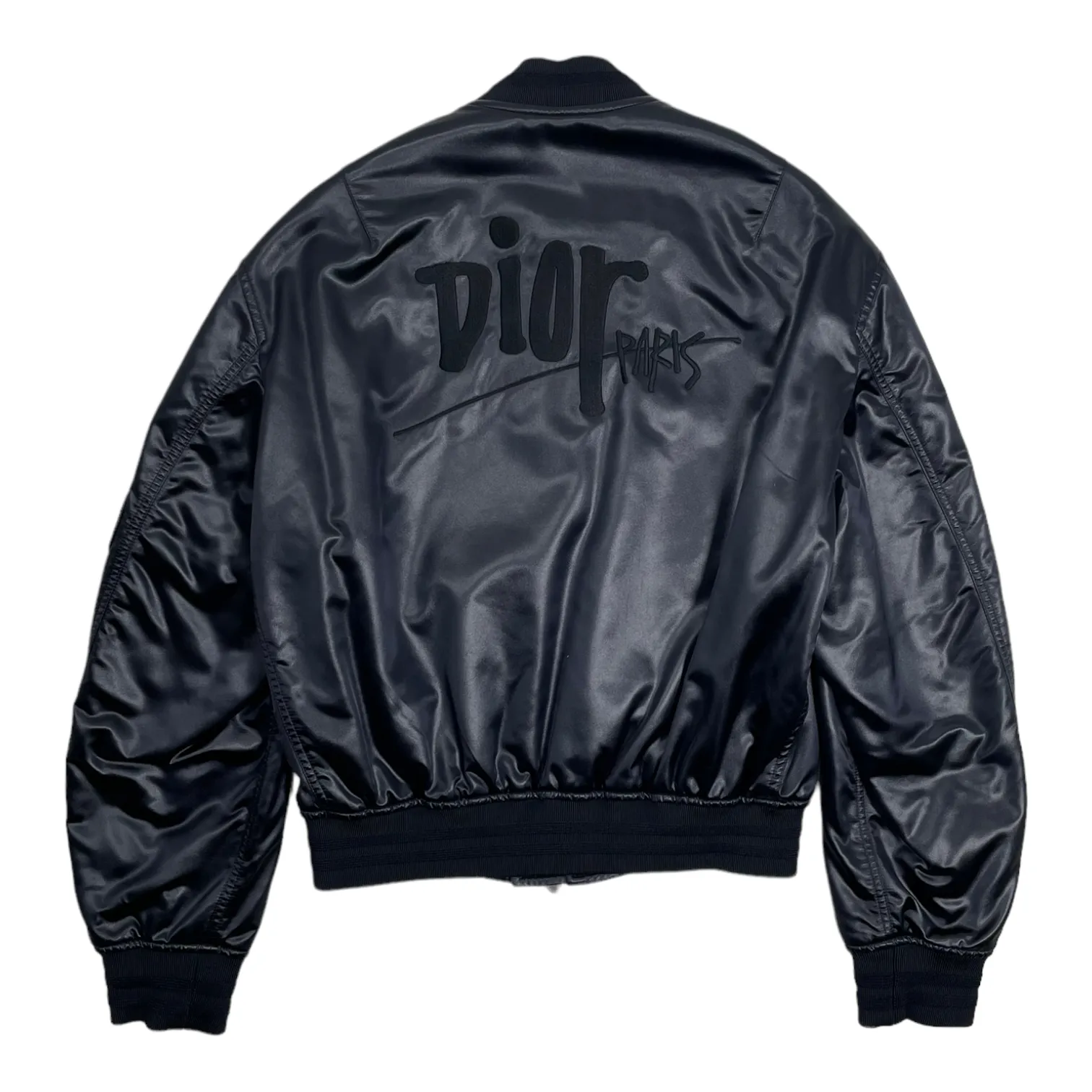 Dior x Shawn Stussy Satin Bomber Jacket Navy Pre-Owned