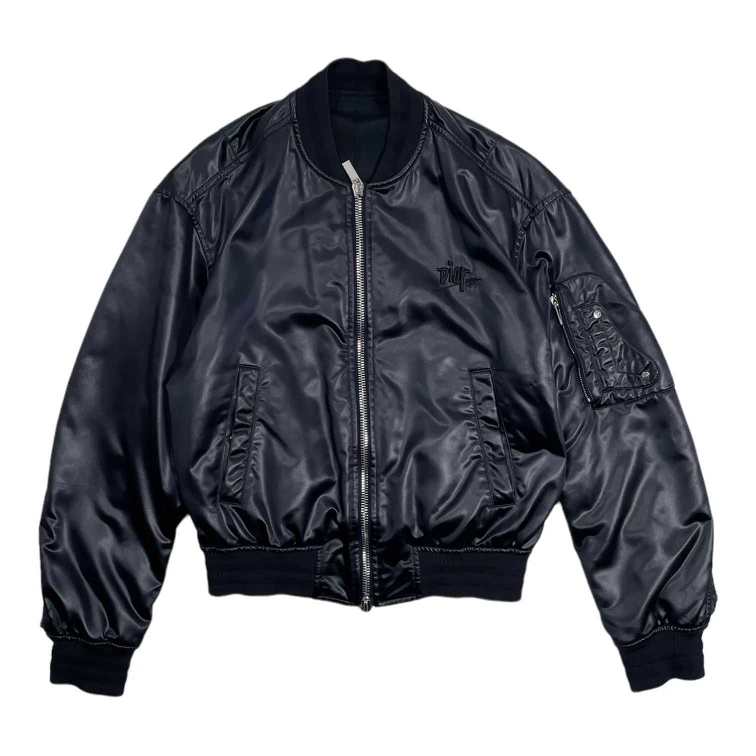 Dior x Shawn Stussy Satin Bomber Jacket Navy Pre-Owned