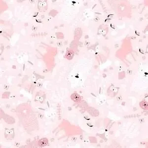 Fun Flannels Woodland Animals Pink