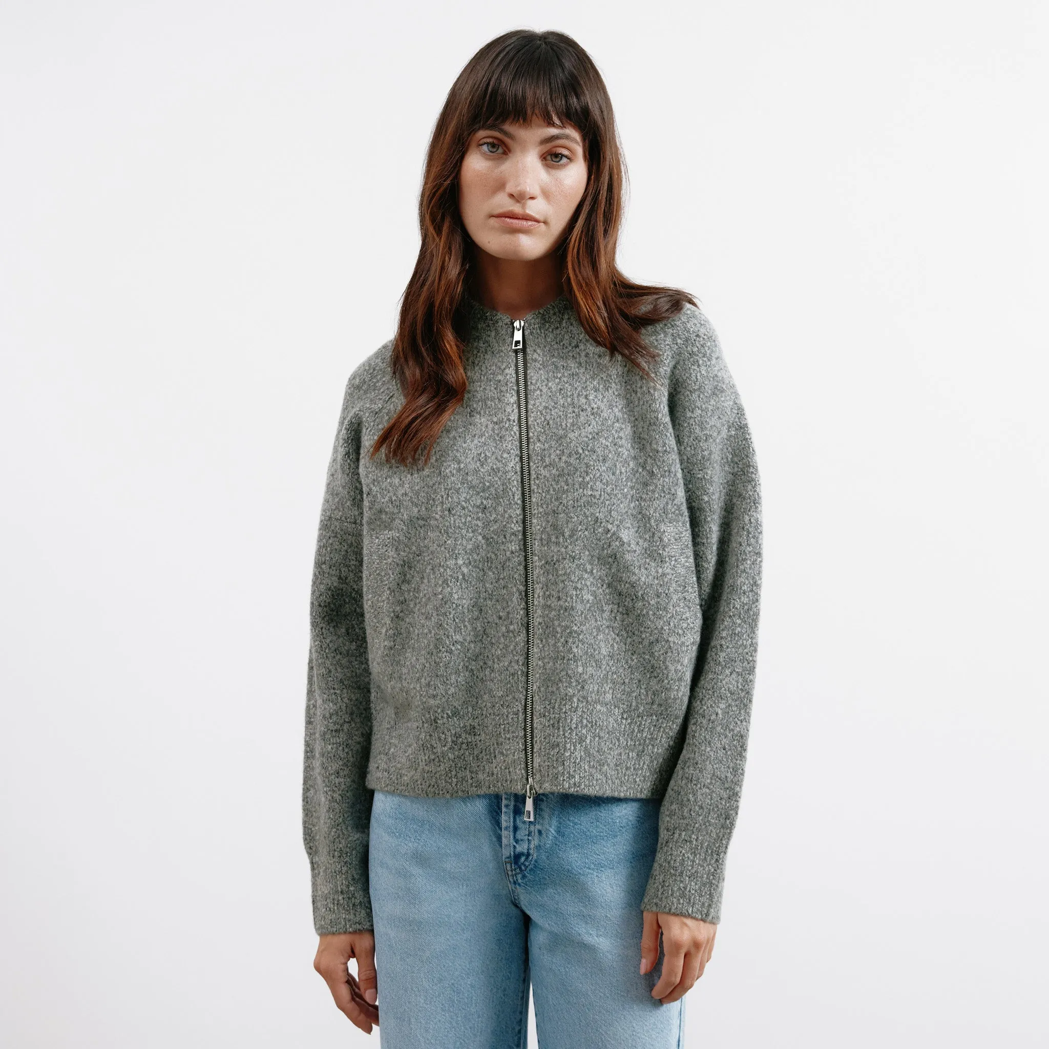 Grey Knitted Bomber
