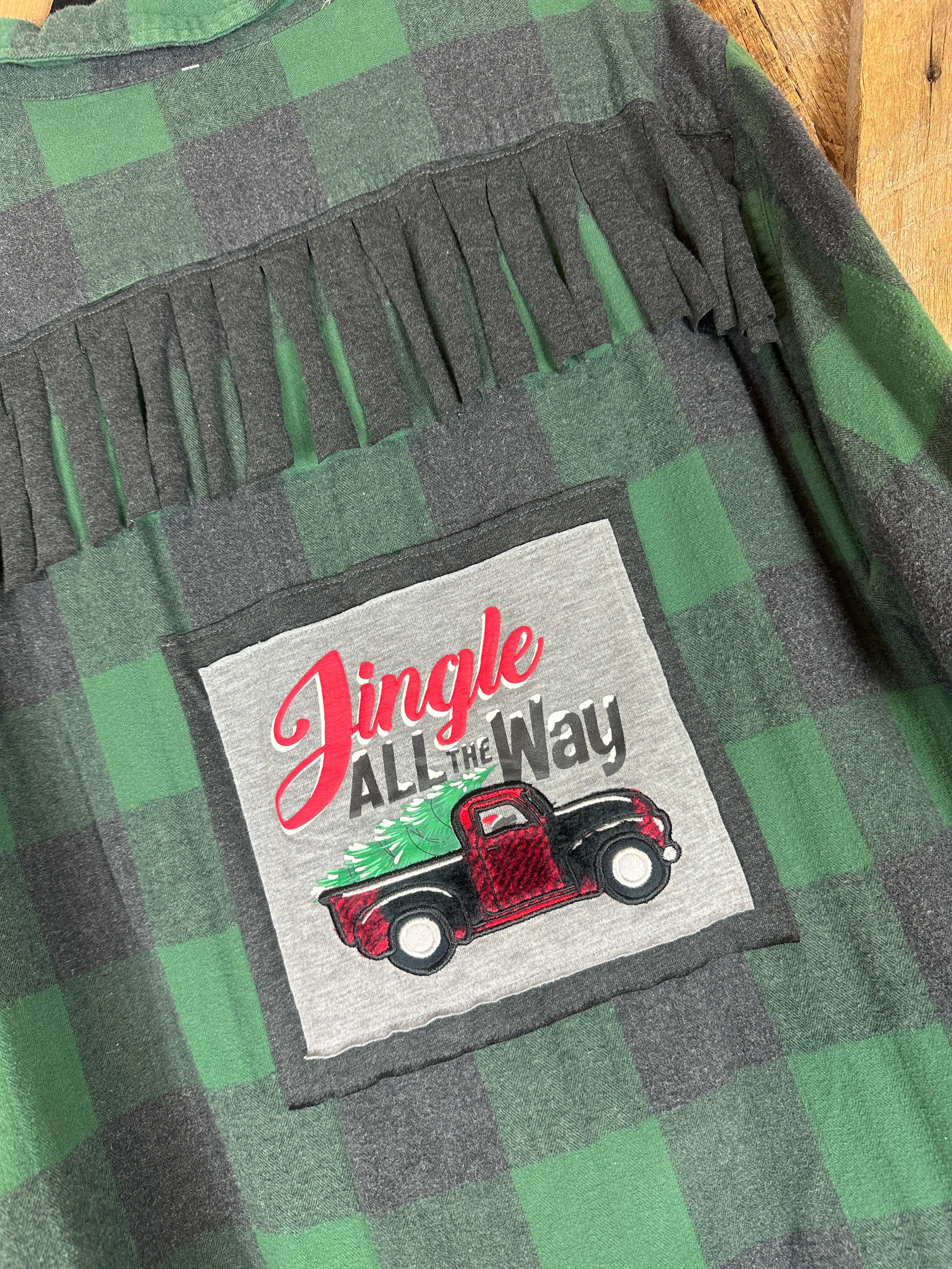 Jingle All the Way Fringed Holiday Flannel