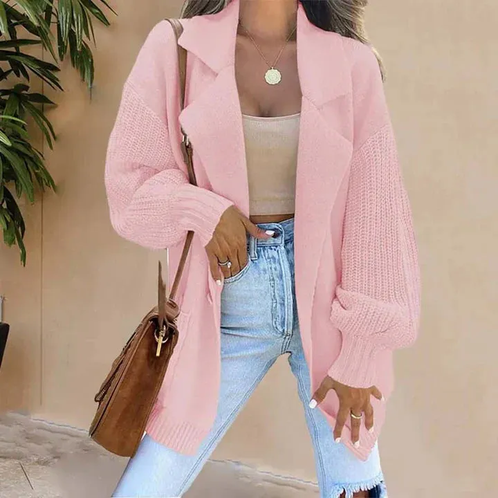 Juliëtte Cardigan | Elegante gestrickte Cardigan mit gefaltetem Kragen für Damen