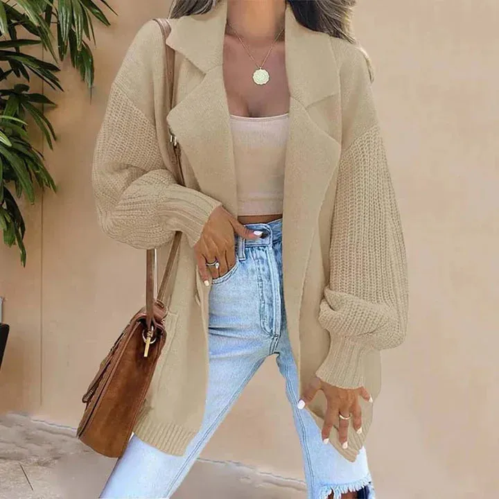 Juliëtte Cardigan | Elegante gestrickte Cardigan mit gefaltetem Kragen für Damen