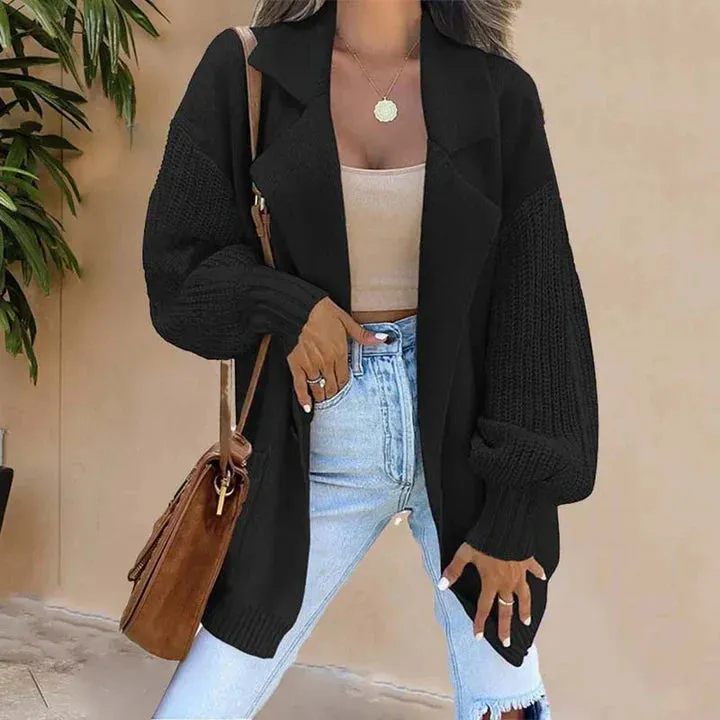 Juliëtte Cardigan | Elegante gestrickte Cardigan mit gefaltetem Kragen für Damen