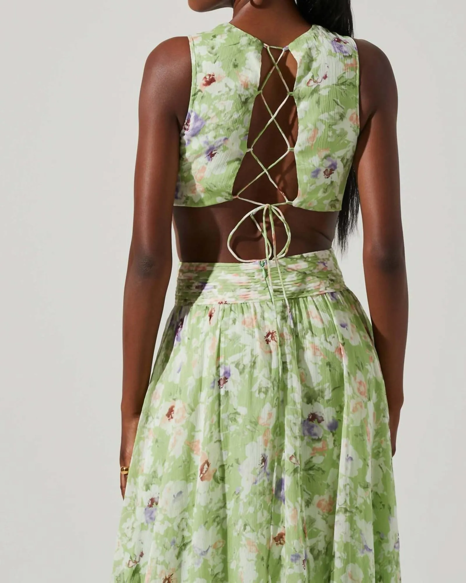 Noya Dress in Green Floral | Green Floral