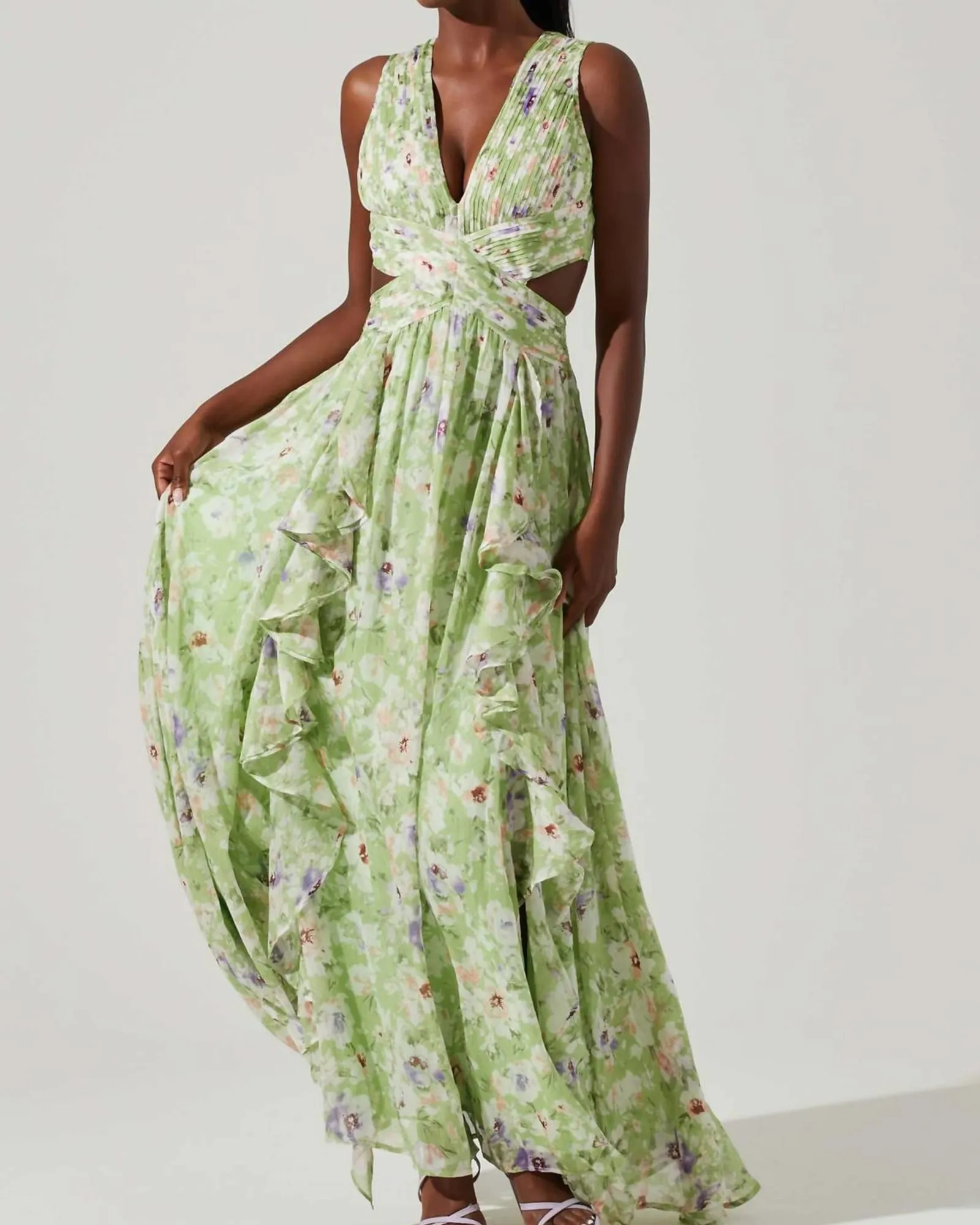Noya Dress in Green Floral | Green Floral